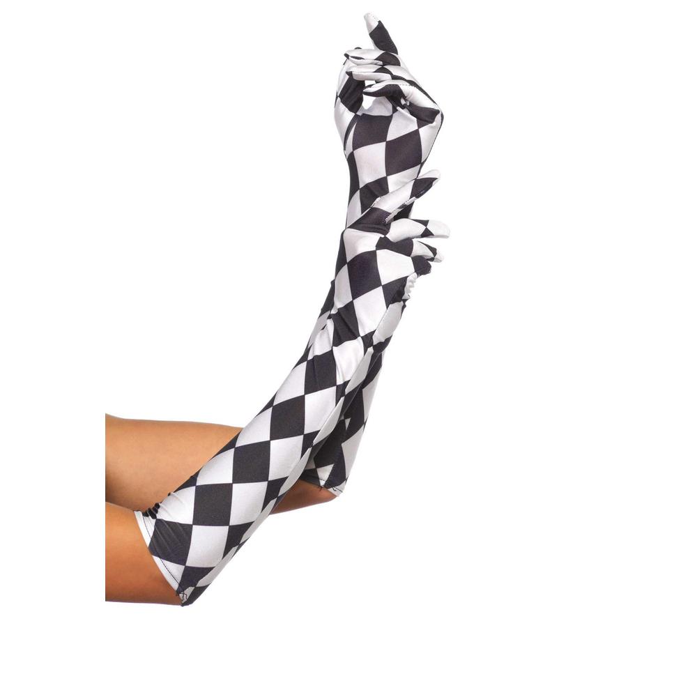 Leg Avenue - Satin Harlequin Gants de costume - Noir/Blanc